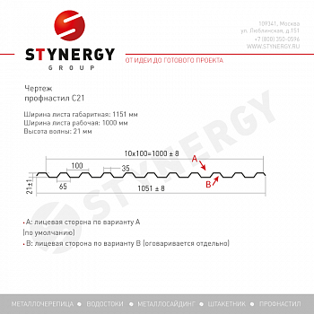 Профлист Stynergy С21 А Zn 0,4